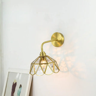 ZOWALA - Stylish Geometric Amber Glass Bedside Wall Sconce Image - 5