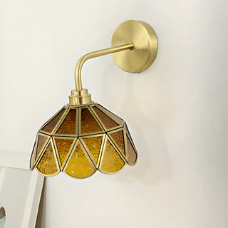 ZOWALA - Stylish Geometric Amber Glass Bedside Wall Sconce Image - 6