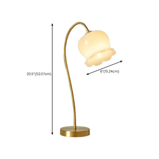 Stylish Flower-Shaped Glass Shade Gold Arc Table Lamp #size
