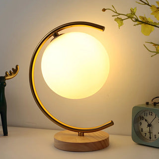 Modern Circular Metal Table Lamp White LED Unique Zawala Image - 1