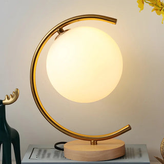 Modern Circular Metal Table Lamp White LED Unique Zawala Image - 2