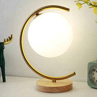 Modern Circular Metal Table Lamp White LED Unique Zawala Image - 3