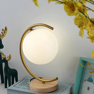 Modern Circular Metal Table Lamp White LED Unique Zawala Image - 5