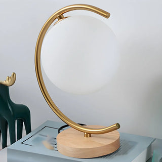Modern Circular Metal Table Lamp White LED Unique Zawala Image - 6