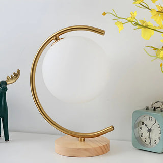 Modern Circular Metal Table Lamp White LED Unique Zawala Image - 7