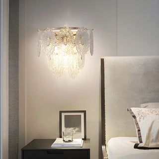 Stylish Clear Glass Gold Snow Metal Wall Sconce Zawala Image - 1