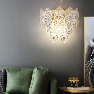 Stylish Clear Glass Gold Snow Metal Wall Sconce Zawala Image - 2