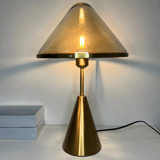 ZOWALA - Stylish Conical Clear Glass Shade Metal Base Table Lamp Image - 13