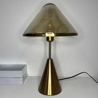 ZOWALA - Stylish Conical Clear Glass Shade Metal Base Table Lamp Image - 14