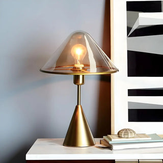 ZOWALA - Stylish Conical Clear Glass Shade Metal Base Table Lamp Image - 2
