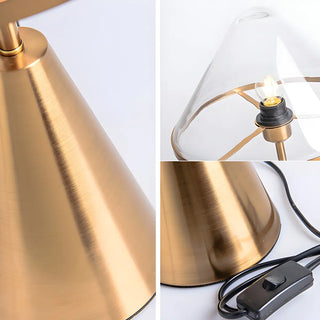 ZOWALA - Stylish Conical Clear Glass Shade Metal Base Table Lamp Image - 8