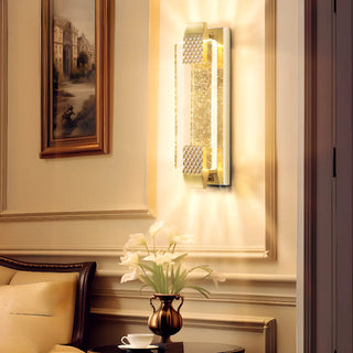 Luxury Geometric Crystal Panel Gold Wall Sconce Zawala Image - 3