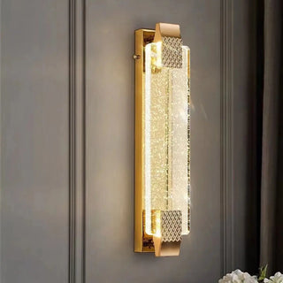 Luxury Geometric Crystal Panel Gold Wall Sconce Zawala Image - 9