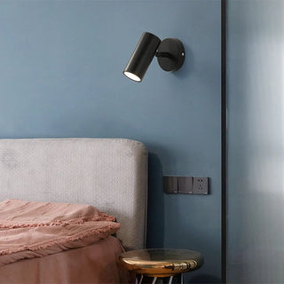 Sleek Black Cylinder Bedside Adjustable Wall Sconce Zawala Image - 2