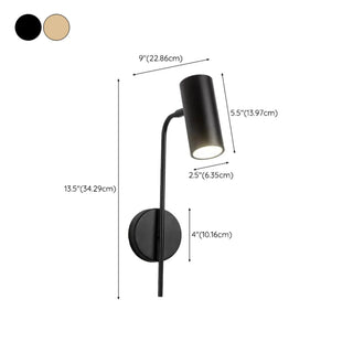 Sleek Black Cylinder Bedside Adjustable Wall Sconce Zawala Image - 23