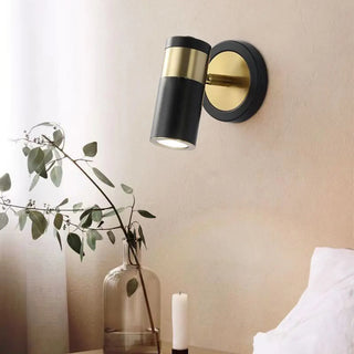 Sleek Black Cylinder Bedside Adjustable Wall Sconce Zawala Image - 4