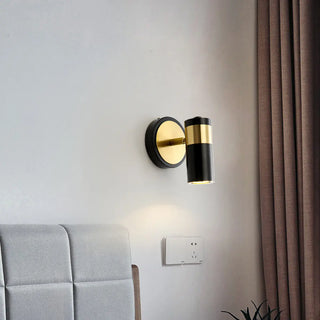 Sleek Black Cylinder Bedside Adjustable Wall Sconce Zawala Image - 5