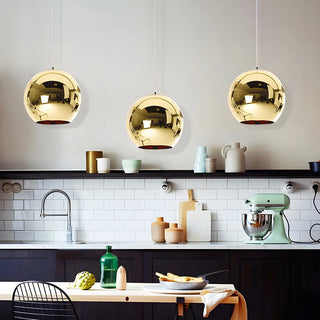 ZOWALA - Modern Rose Gold Mirrored Glass Globe Bar Pendant Light Image - 1