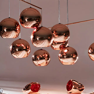 ZOWALA - Modern Rose Gold Mirrored Glass Globe Bar Pendant Light Image - 13