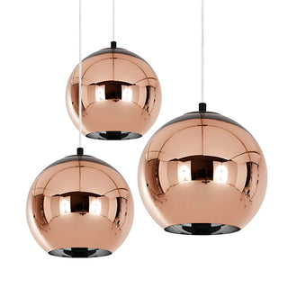 ZOWALA - Modern Rose Gold Mirrored Glass Globe Bar Pendant Light Image - 16