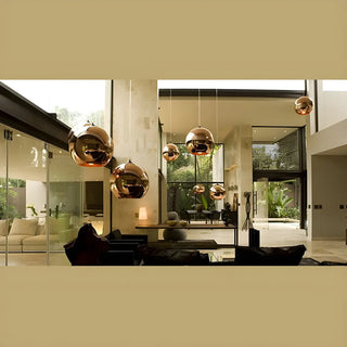 ZOWALA - Modern Rose Gold Mirrored Glass Globe Bar Pendant Light Image - 17