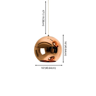 ZOWALA - Modern Rose Gold Mirrored Glass Globe Bar Pendant Light #size