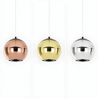 ZOWALA - Modern Rose Gold Mirrored Glass Globe Bar Pendant Light Image - 2