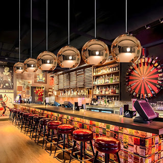 ZOWALA - Modern Rose Gold Mirrored Glass Globe Bar Pendant Light Image - 6