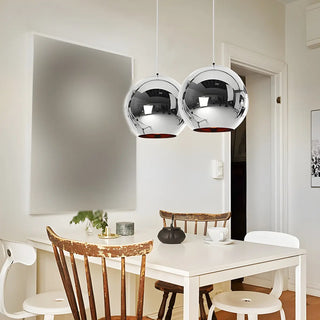 ZOWALA - Modern Rose Gold Mirrored Glass Globe Bar Pendant Light Image - 7