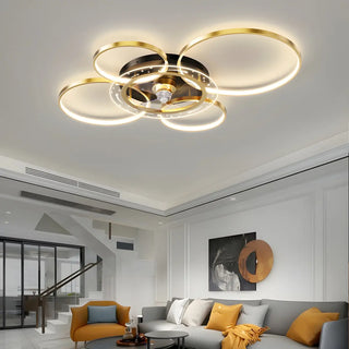 Stylish Gold Multi-Ring LED Ceiling Fan with Light Zawala Image - 2