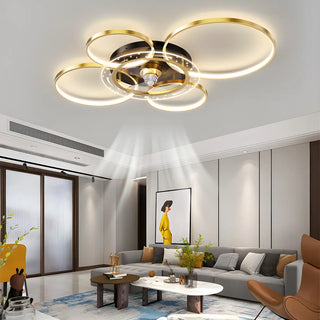 Stylish Gold Multi-Ring LED Ceiling Fan with Light Zawala Image - 3