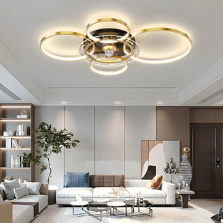 Stylish Gold Multi-Ring LED Ceiling Fan with Light Zawala Image - 4