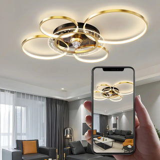 Stylish Gold Multi-Ring LED Ceiling Fan with Light Zawala Image - 6