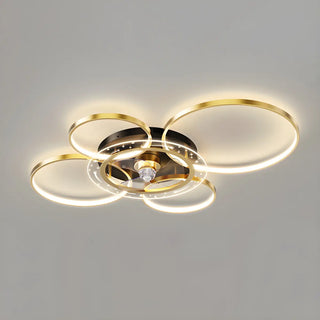 Stylish Gold Multi-Ring LED Ceiling Fan with Light Zawala Image - 7