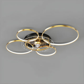 Stylish Gold Multi-Ring LED Ceiling Fan with Light Zawala Image - 9