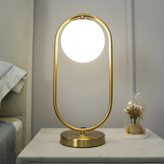 Simple Geometric Metal Frame White Glass Table Lamp Zawala Image - 10