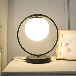 Simple Geometric Metal Frame White Glass Table Lamp Zawala Image - 11