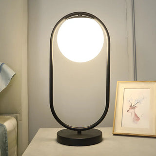 Simple Geometric Metal Frame White Glass Table Lamp Zawala Image - 12