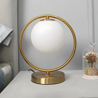 Simple Geometric Metal Frame White Glass Table Lamp Zawala Image - 13