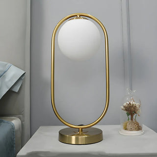Simple Geometric Metal Frame White Glass Table Lamp Zawala Image - 14