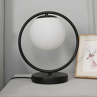 Simple Geometric Metal Frame White Glass Table Lamp Zawala Image - 15