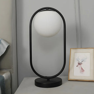 Simple Geometric Metal Frame White Glass Table Lamp Zawala Image - 16