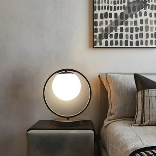 Simple Geometric Metal Frame White Glass Table Lamp Zawala Image - 2