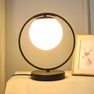 Simple Geometric Metal Frame White Glass Table Lamp Zawala Image - 3