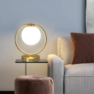 Simple Geometric Metal Frame White Glass Table Lamp Zawala Image - 5