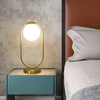 Simple Geometric Metal Frame White Glass Table Lamp Zawala Image - 6
