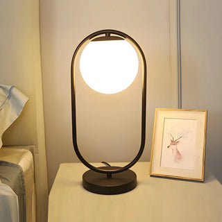 Simple Geometric Metal Frame White Glass Table Lamp Zawala Image - 7