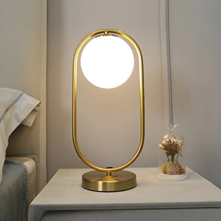 Simple Geometric Metal Frame White Glass Table Lamp Zawala Image - 8
