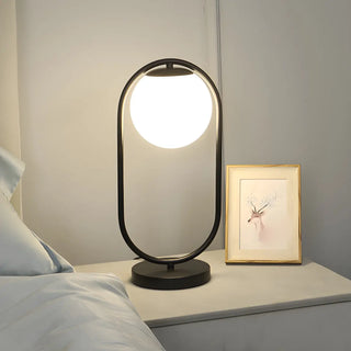 Simple Geometric Metal Frame White Glass Table Lamp Zawala Image - 9