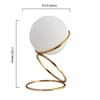 Minimalist Golden Ring Milky Glass Globe Table Lamp Zawala #size